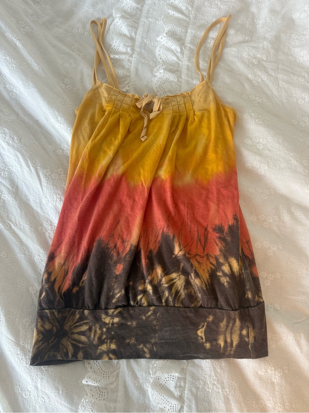 Fang yellow orange and brown tank top